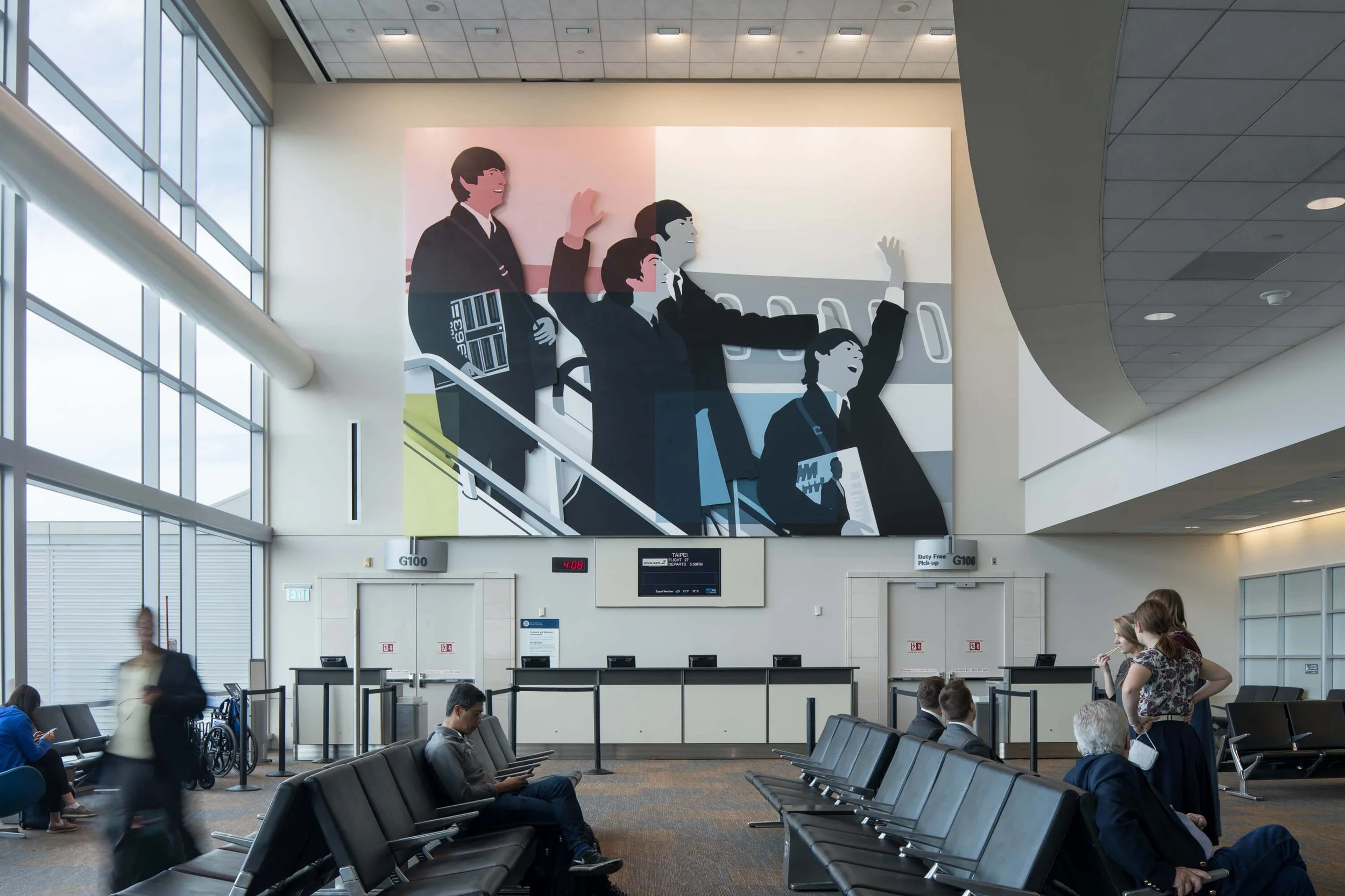 Mondrian Meets the Beatles, painted wood, commissioned for International Terminal, San Francisco International Airport, 2017