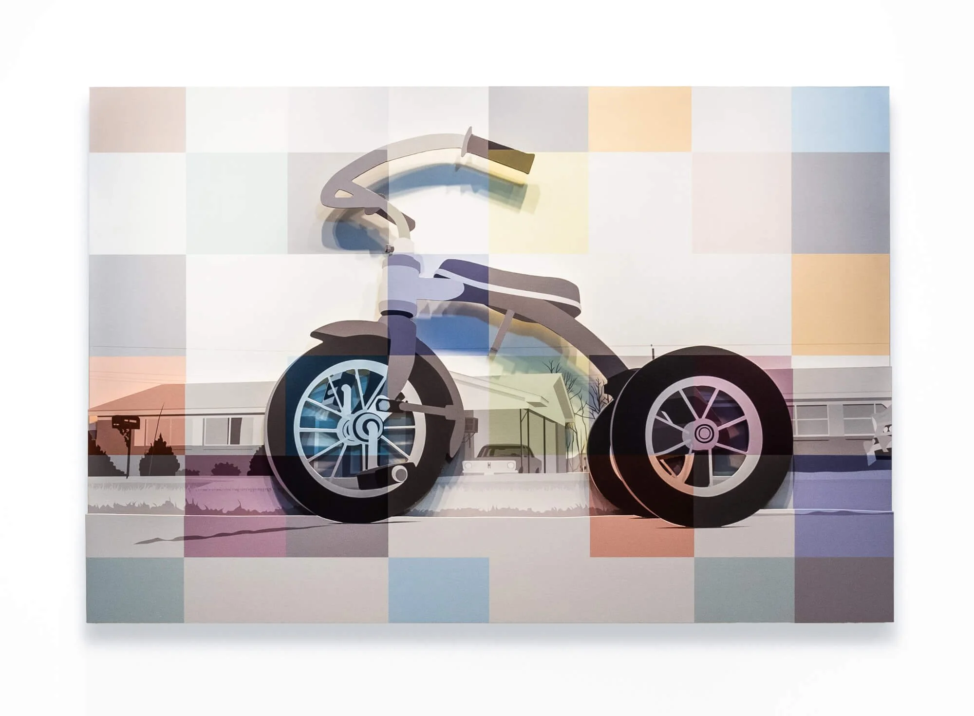 Untitled (Eggleston/Kelly), acrylic print and paint on wood, 2025