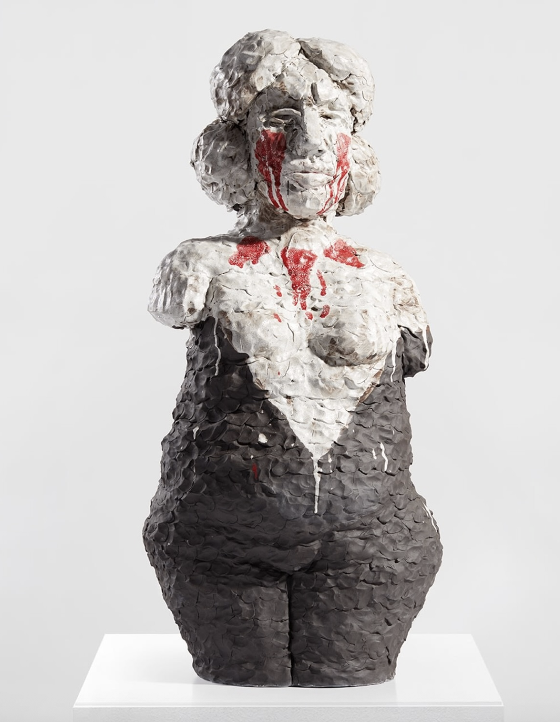 Raven Halfmoon (Caddo Nation, born 1991), OKLA HOMMA OHOYO and glaze, 36 x 16 x 14 in. Croc