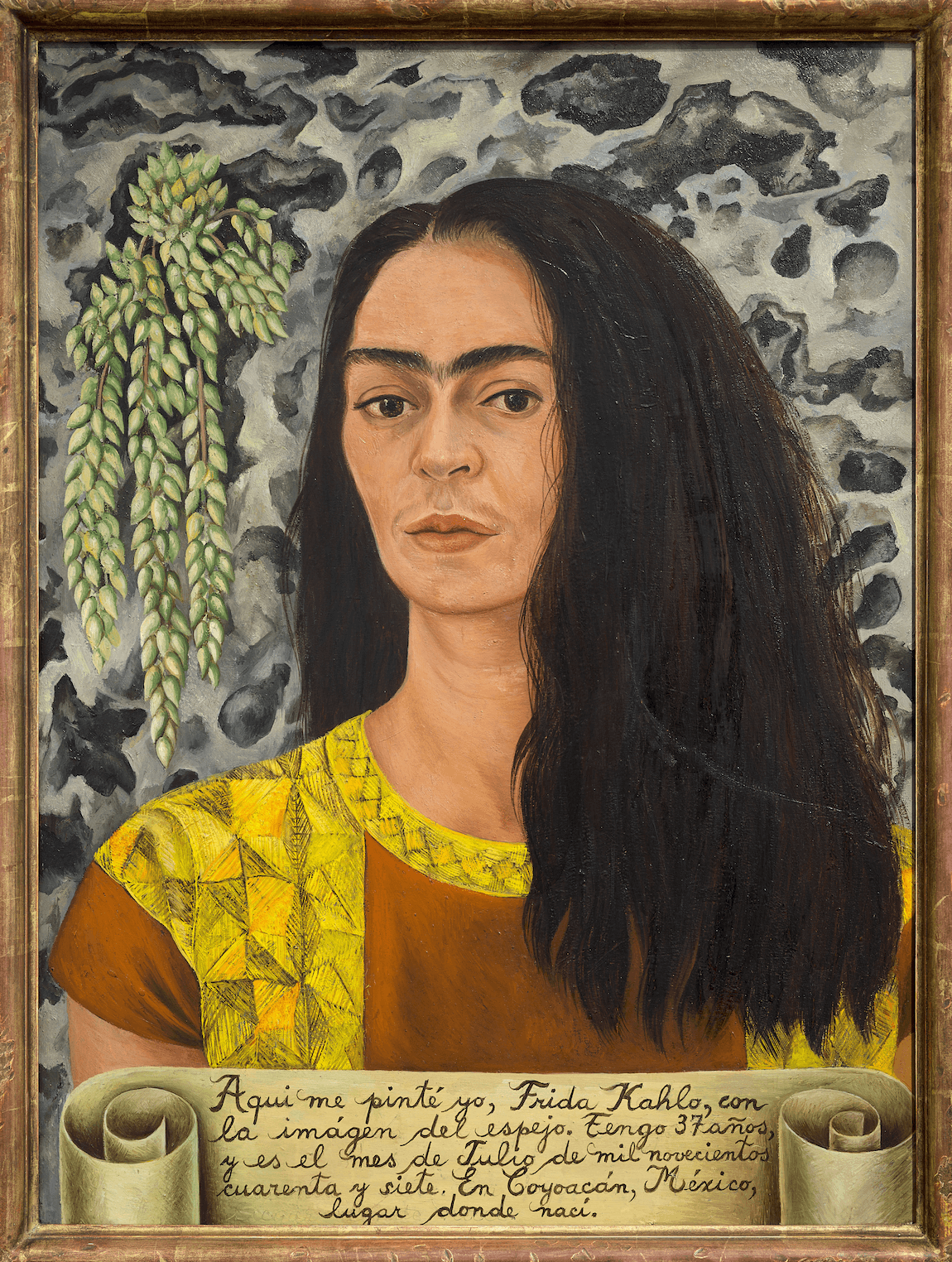 Frida Kahlo (Mexican, 1907–1954), Self-Portrait with Loose Hair, 1947. Oil on Masonite, 24 x 17 3/4 in.