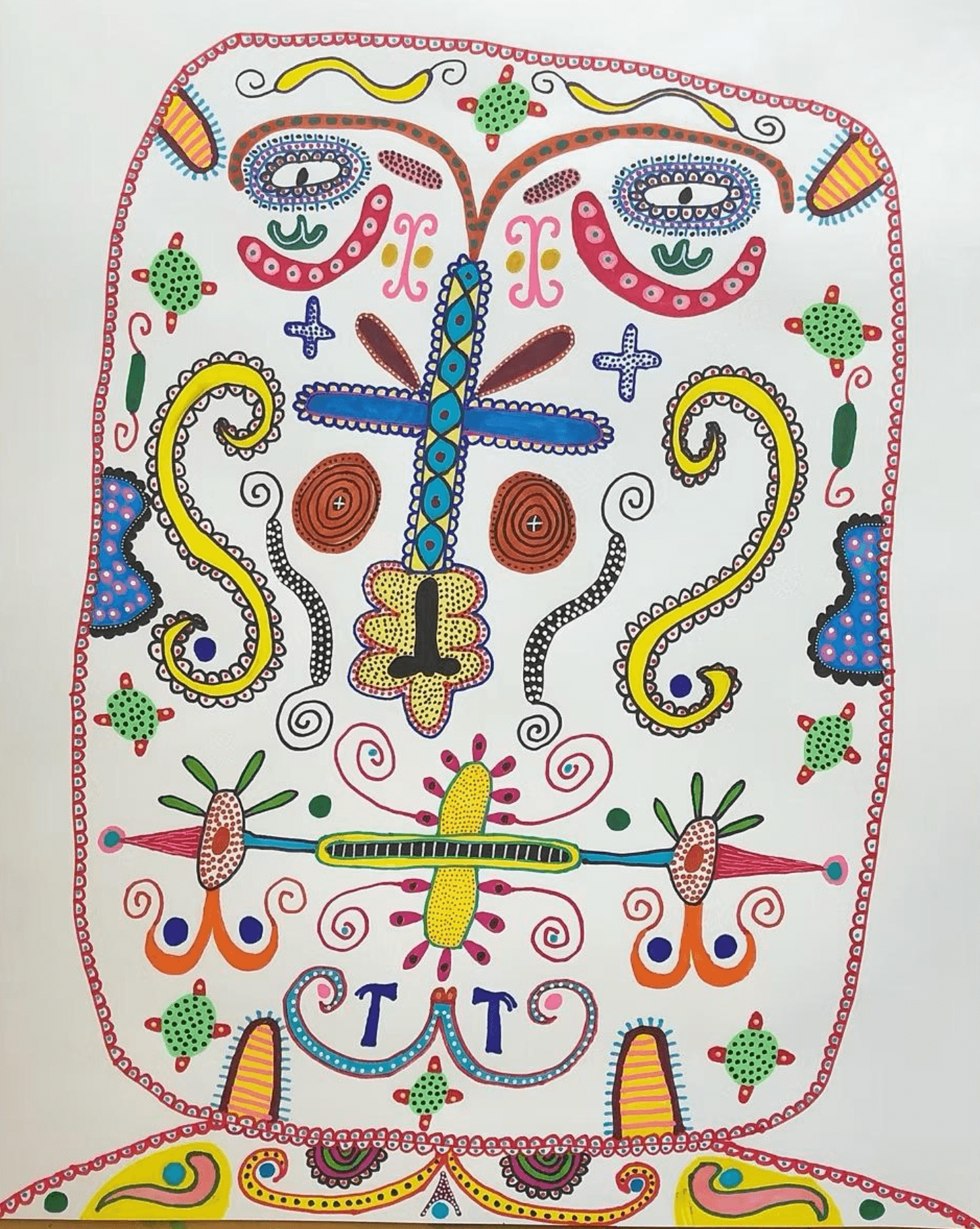 John McKie, Self Portrait in Full Colour, pen on paper, 20.75 x 16.5 inches.