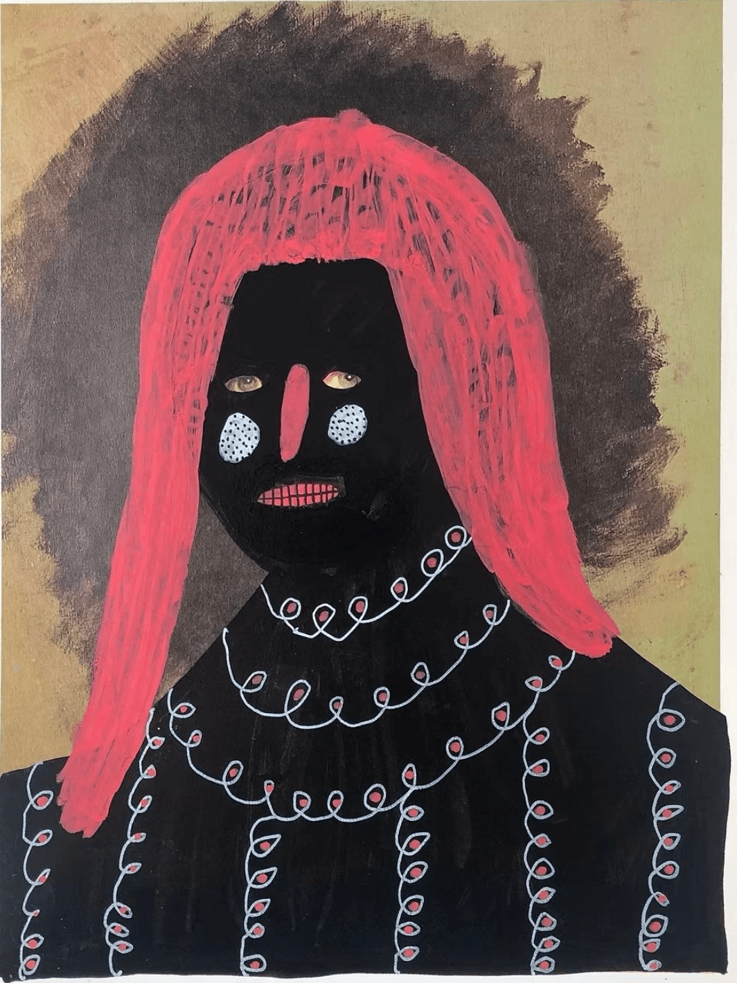 John McKie, No Title, oil marker and paint pen on book page, 9.6 x 7.25 inches.