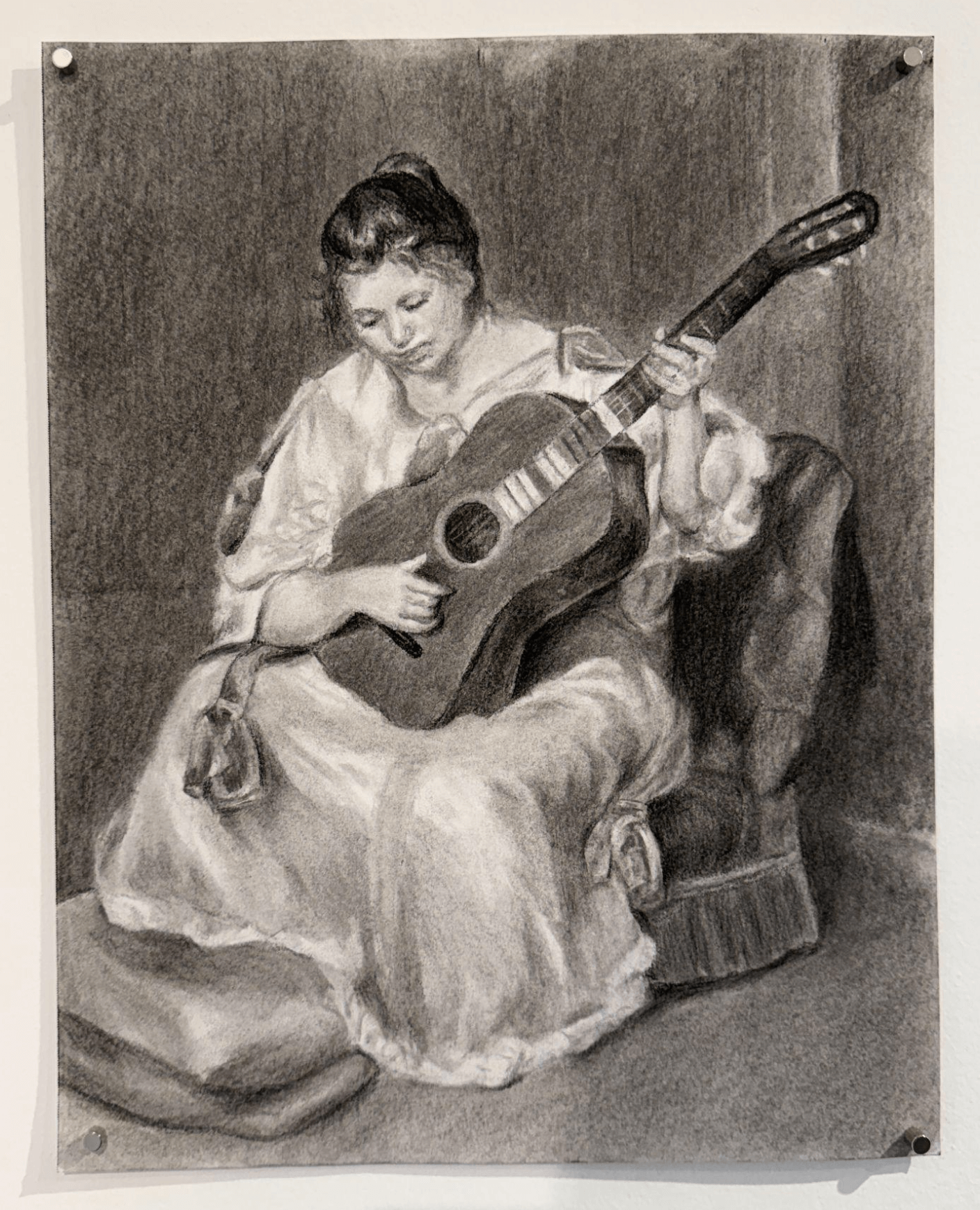 Cece Escobar, “Woman playing the guitar (after Auguste Renoir, 1897)"