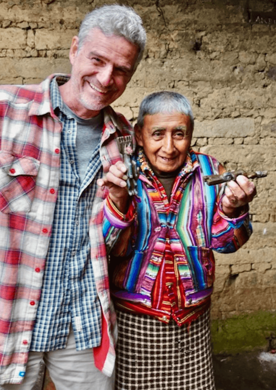 Rossili with his good friend of over twenty-five years, Antonio Lopez Muy, a farmer and folk artist from Nahula.