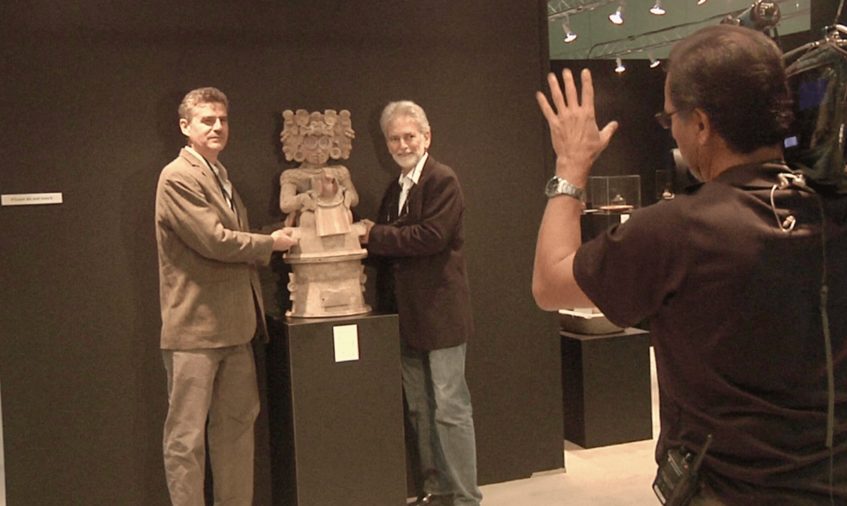 Gio Rossilli and Fernando Paiz at the Los Angeles Art Show’s exhibition "Treasures of the  Maya Spirit.”