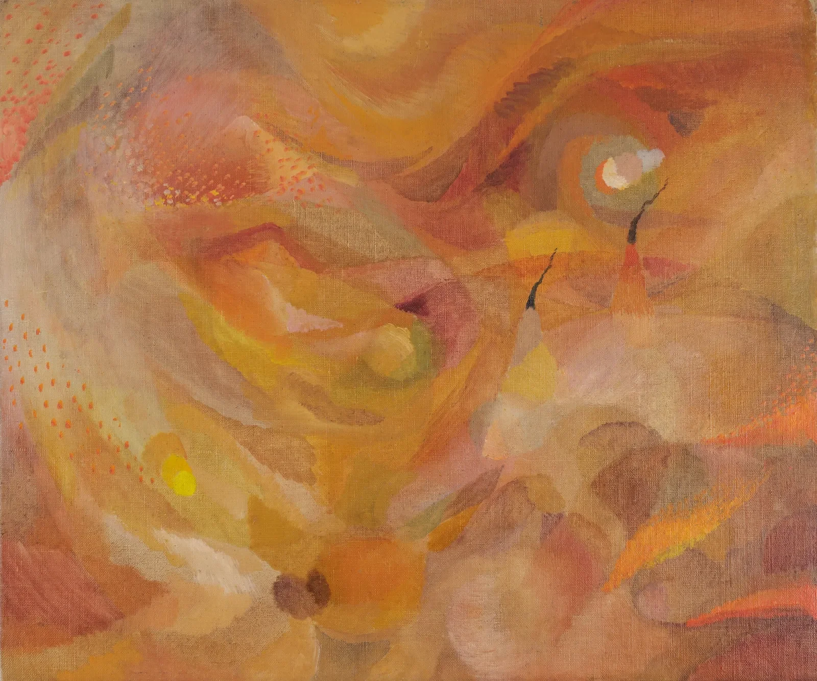 Creation of the World, 1952-54 Oil on canvas board on timber cradle 18 1/8 x 21 5/8 in.