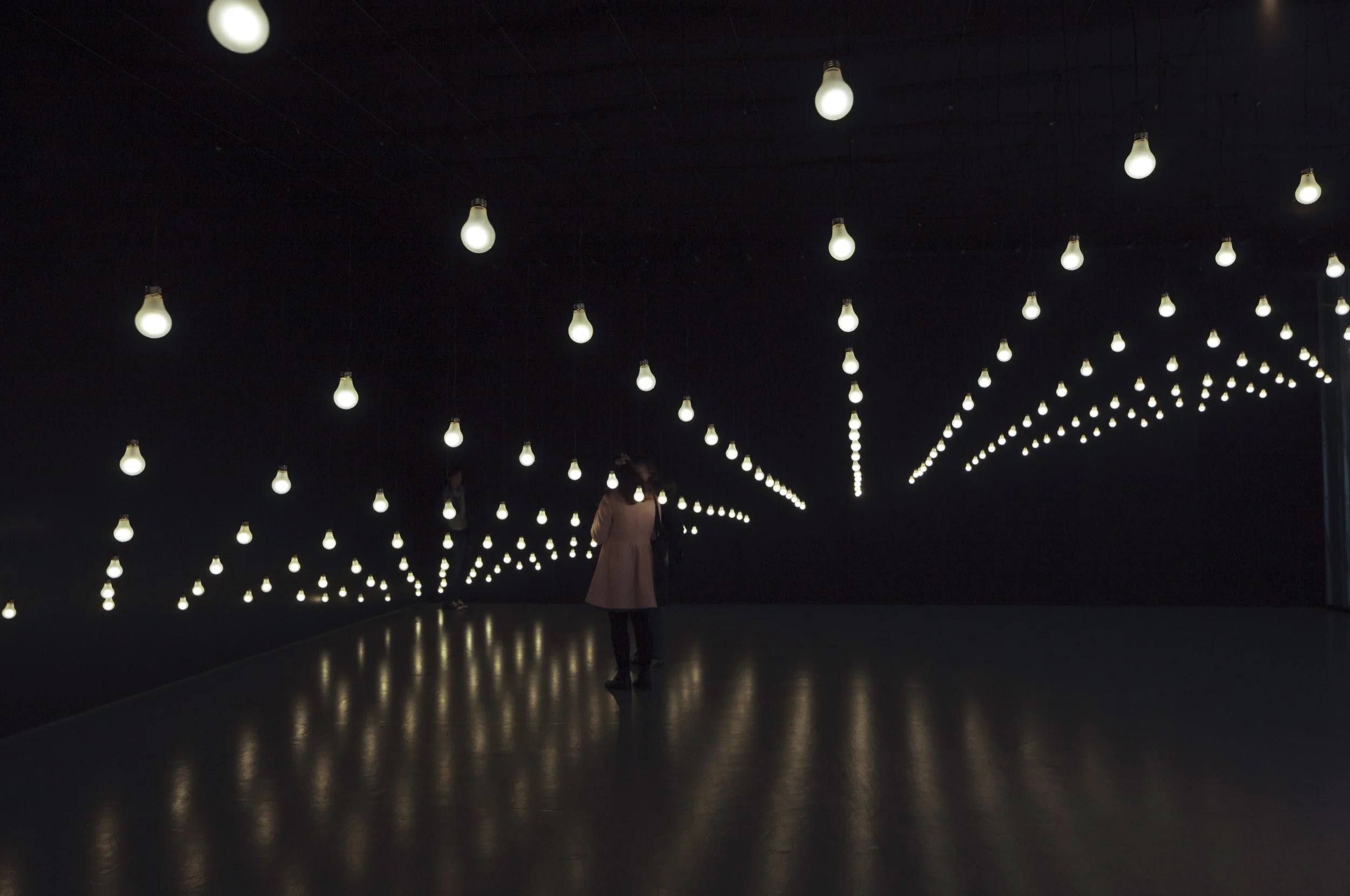 Tilted Plane, 2011 Variable dimensions Custom electronics, LEDs, light bulbs, wire, steel