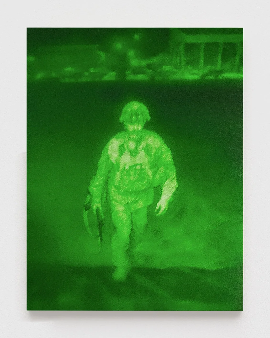  U.S. Army Maj. Gen. Christopher Donahue, commander of the 82nd Airborne Division, XVIII Airborne Corps, boards a C-17 cargo plane at Hamid Karzai International Airport on 30 Aug 2021 in Kabul, Afghanistan , 2021, acrylic on wood, 56 × 43 cm 