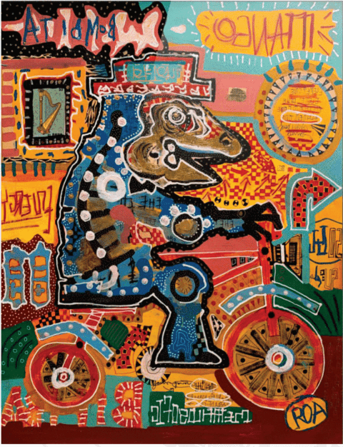 EI Bici Chango 28" x 23" acrylic &amp; mixed media/ paper