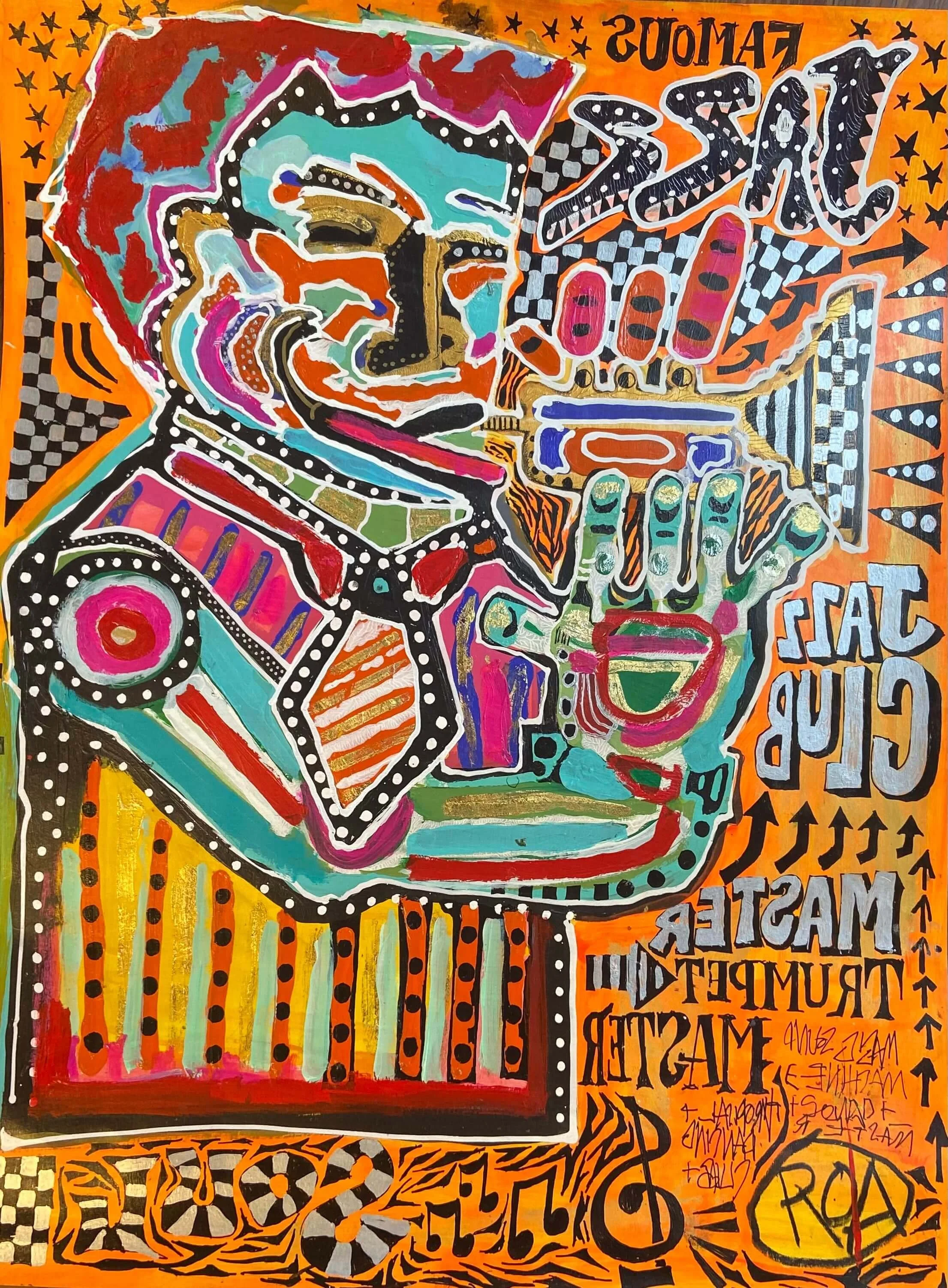 Jazz Band No. 2 25.5" x 19.5" Acrylic Mixed media, ink, and
