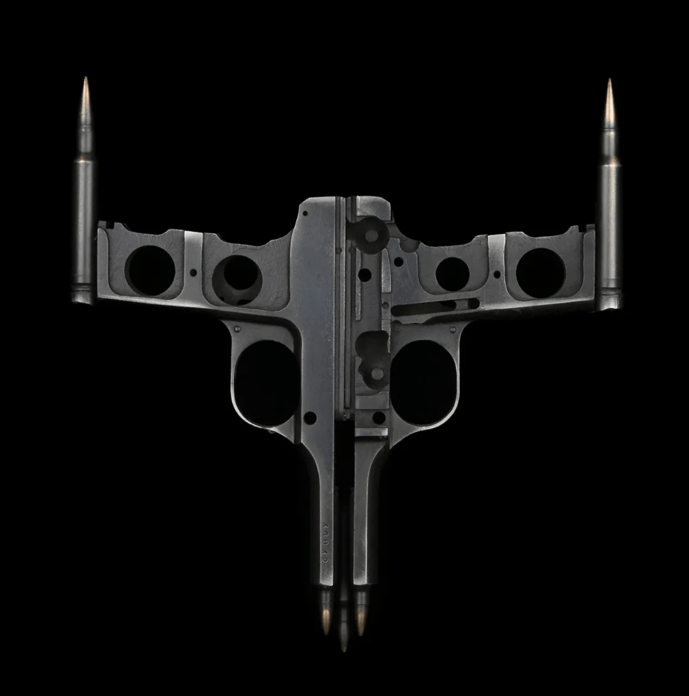 Cow Skull, 2025 Gun parts, bullets, steel 8 3/4 x 8 1/2 x 1 1/2 in