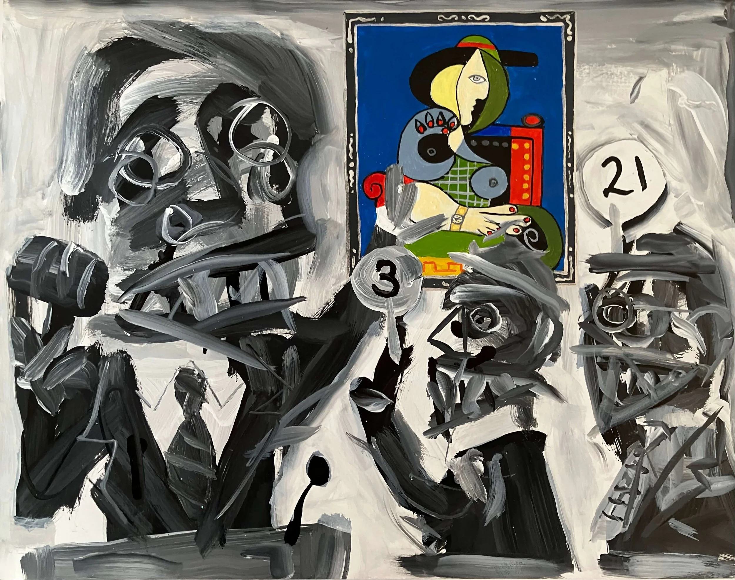 Auction House (Picasso $139M, at Sotheby's, 2023), 2026 Study for painting Acrylic on paper 11"x14"