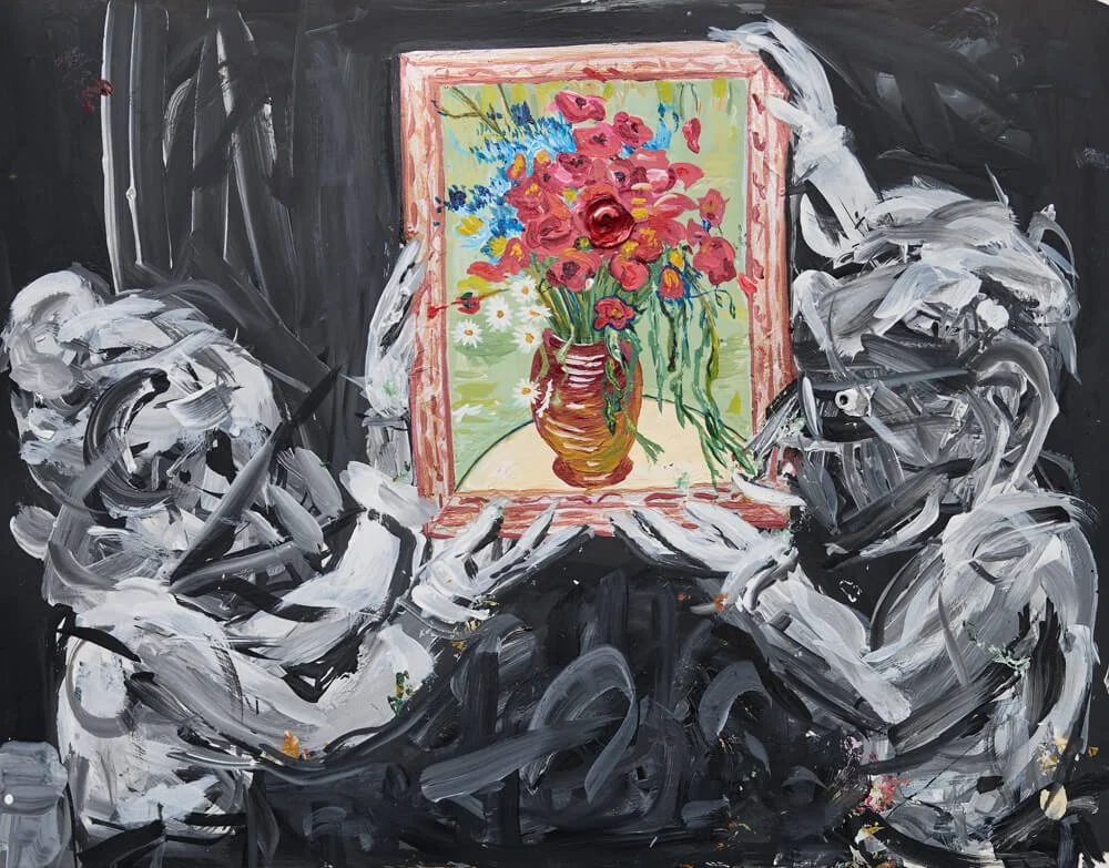 Auction House (Van Gogh $61.8M at Sotheby's, 2014), 2026 Study for painting Acrylic on paper 11"x14"