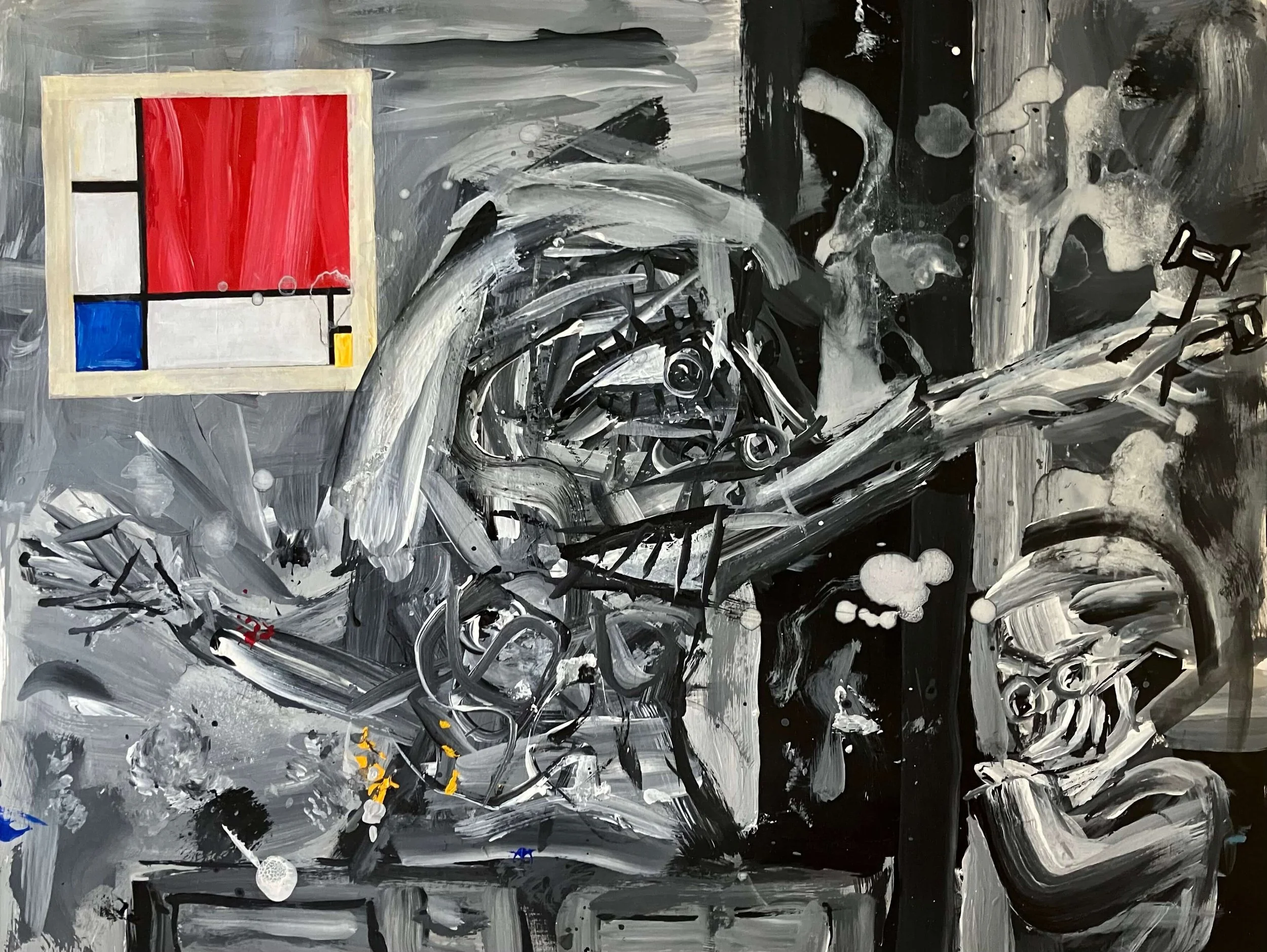 Auction House (Piet Mondrian $51M at Sotheby's, 2022), 2026 Study for painting Acrylic on paper 11"x14"