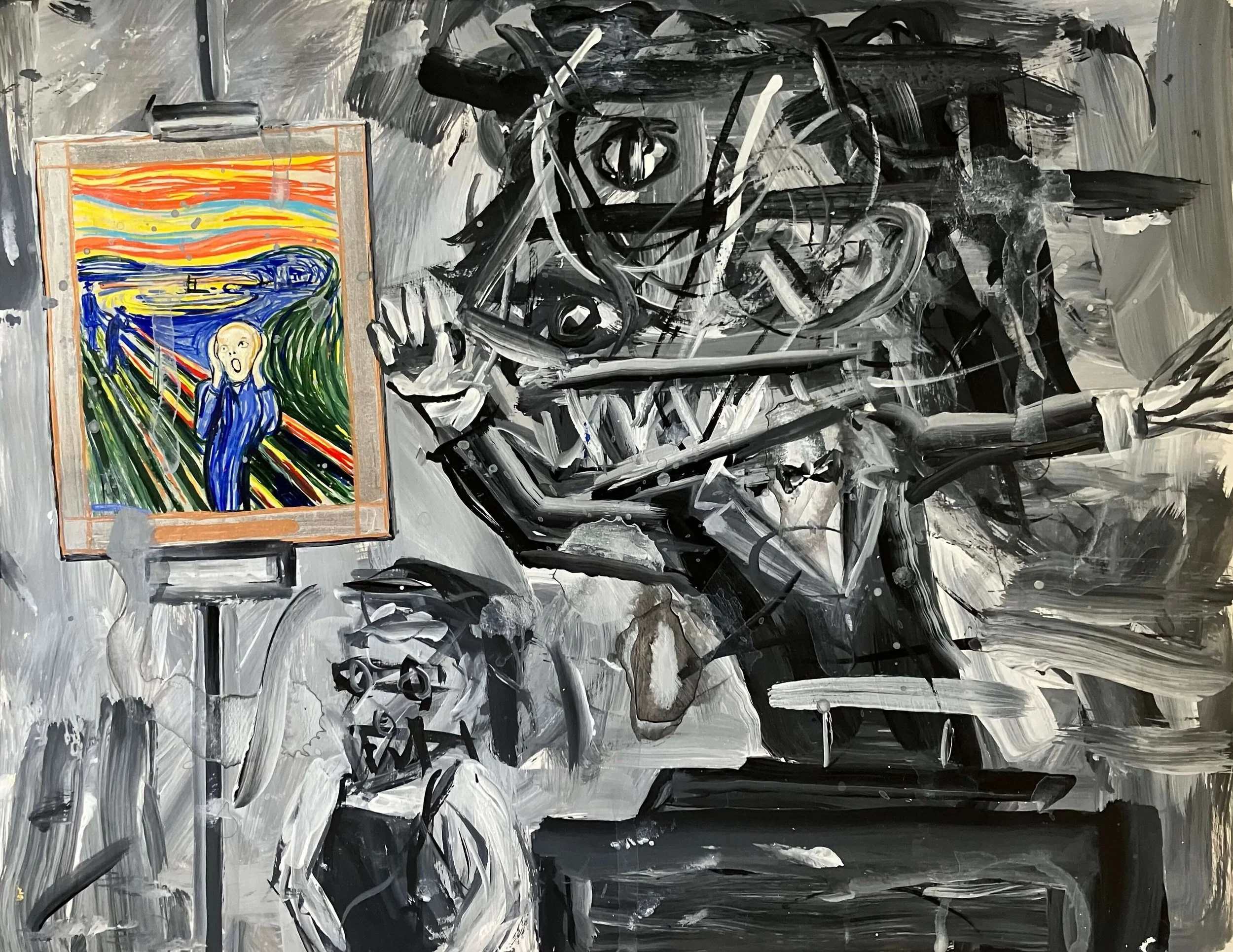 Auction House (Eduard Munch $119.9M at Sotheby's, 2012), 2026 Study for painting Acrylic on paper 11"x14"