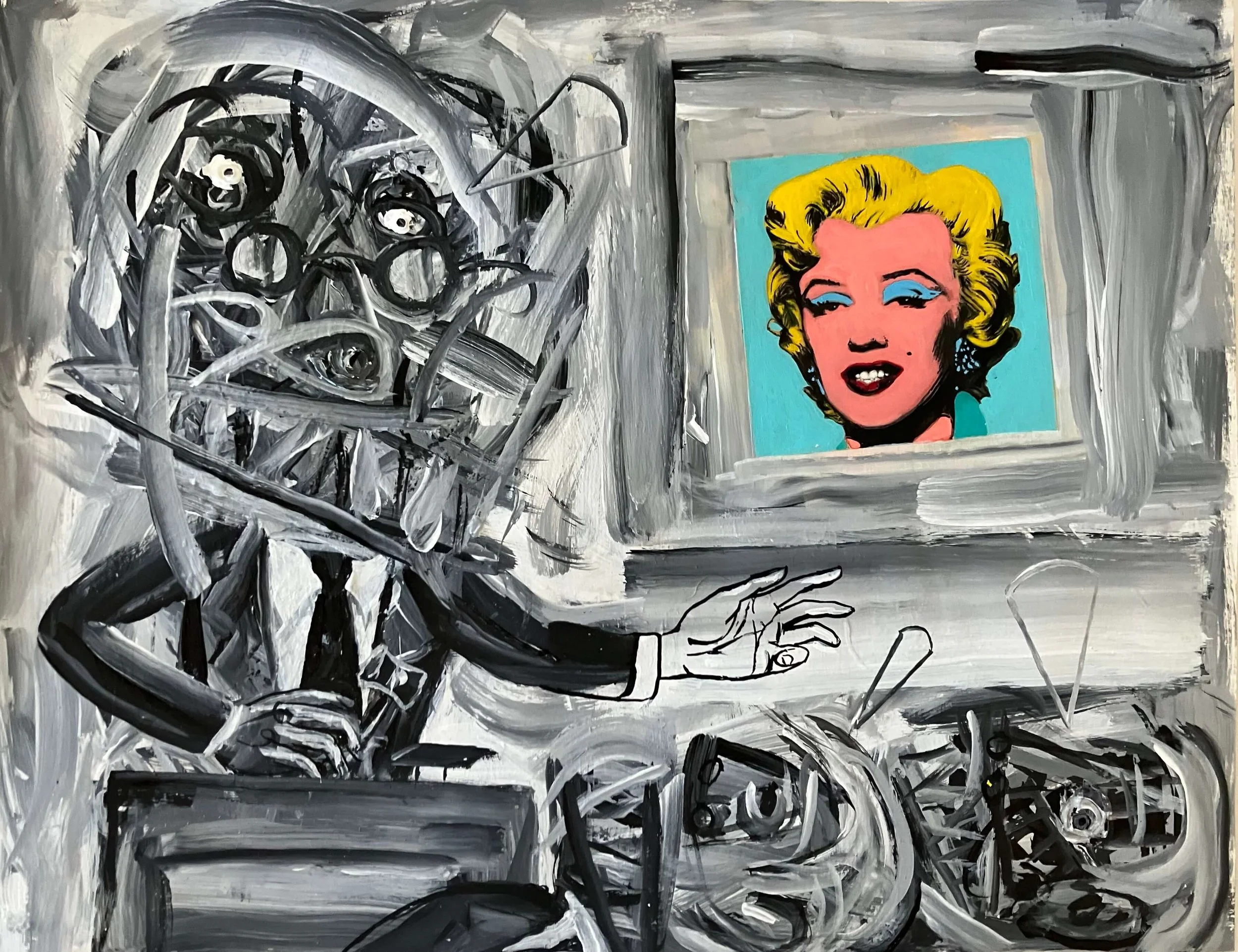 Auction House (Andy Warhol $195M at Christie's, 2022), 2026 Study for painting Acrylic on paper 11"x14"