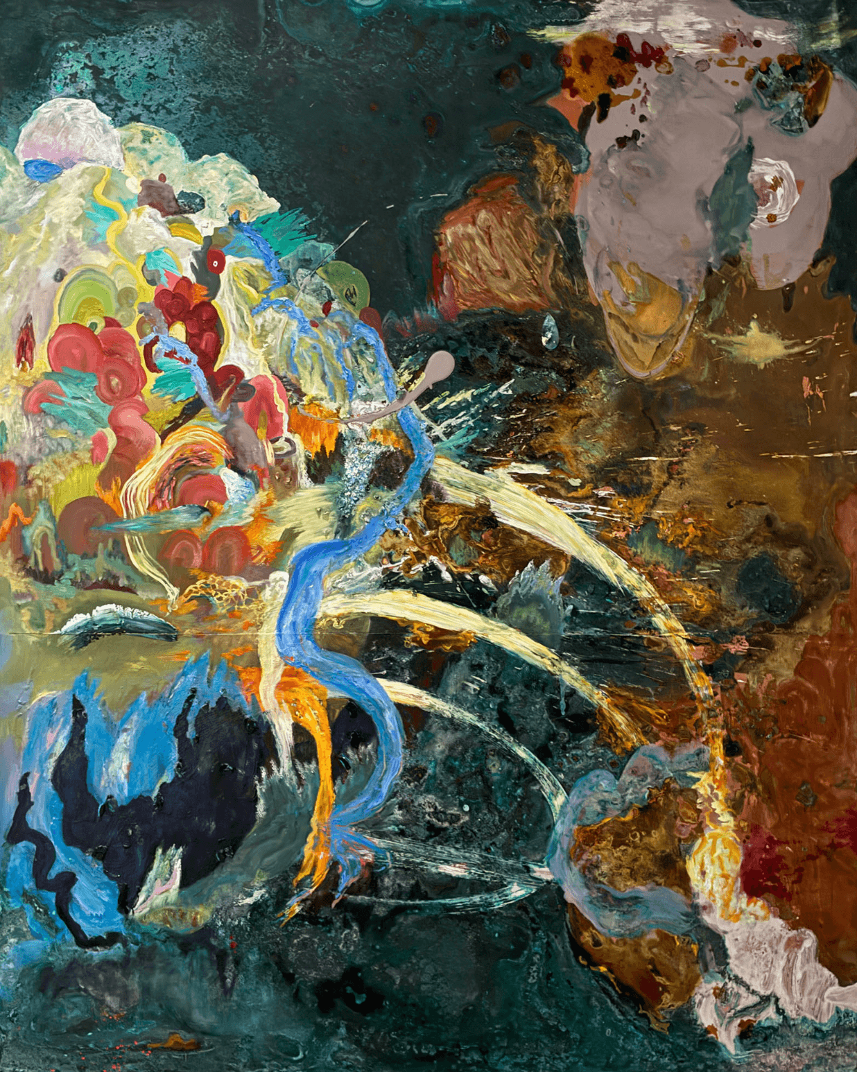Eremocene III (transmute); oil, acrylic, patinas on copper over wood, 60 x 40 in., 2000