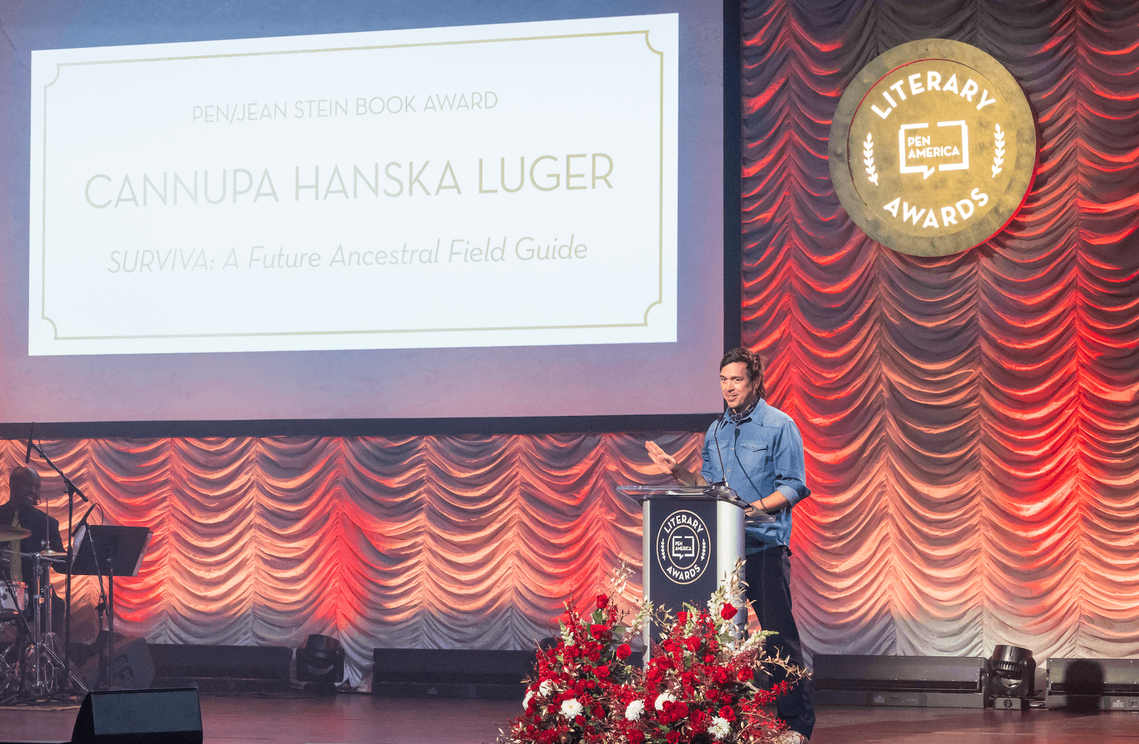  2026 PEN America Literary Awards Ceremony   SURVIVA: A Future Ancestral Field Guide  by Cannupa Hanska Luger Winner of the 2026 PEN/Jean Stein Award  Photo courtesy of the artist and PEN America Literary Awards 