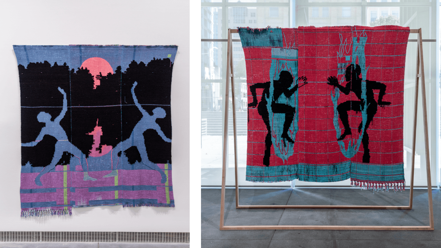 Diedrick Brackens, we dreamed our burden was dreams, 2026, woven cotton and acrylic yarn, 100 x 100 in., Courtesy of the artist and Jack Shainman Gallery&nbsp;
