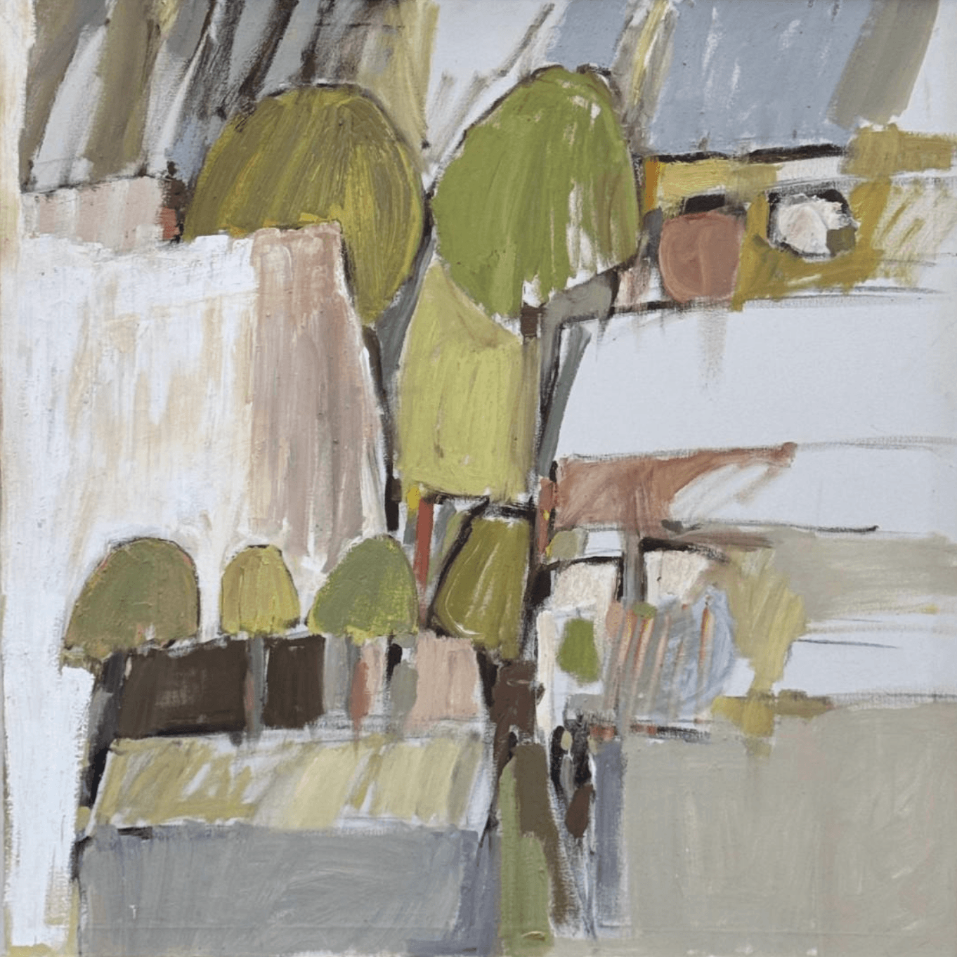   Untitled (Scripps aerial view), ca 1967, oil on canvas, 48 x 48 in. Image Credit: Nancy Mona Russell