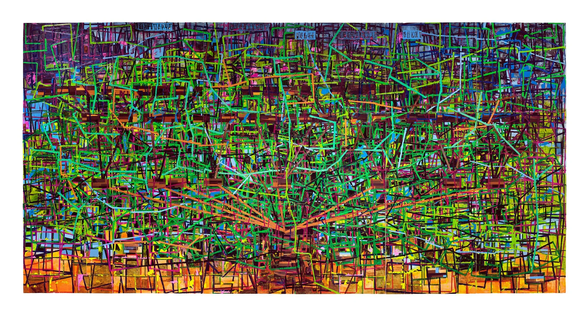 Kinship Networks, 2026 acrylic and paper collage on canvas Courtesy the artist and Gagosian photographed by Thomas DuBrock