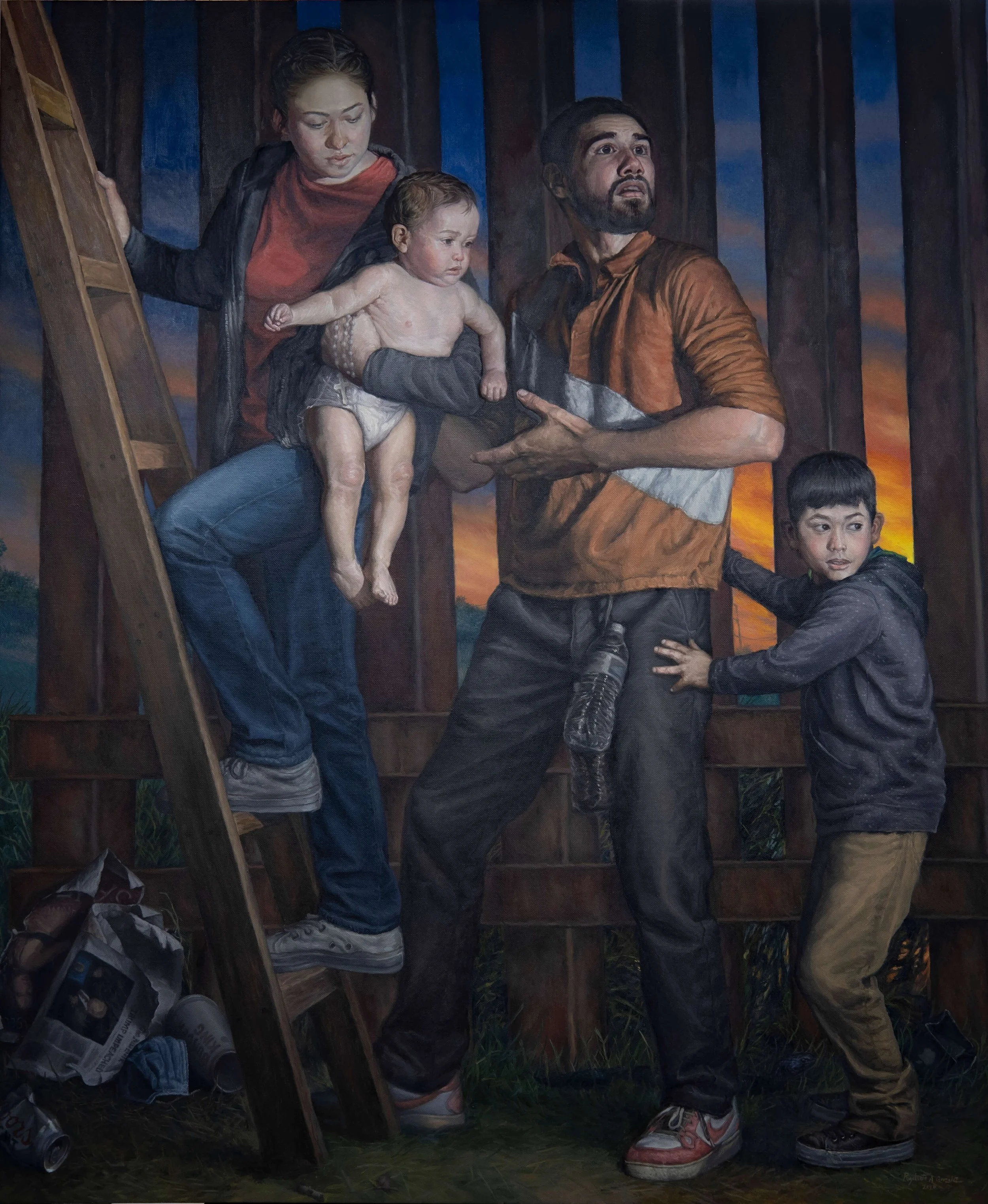 Refugees Crossing The Border Wall into South Texas