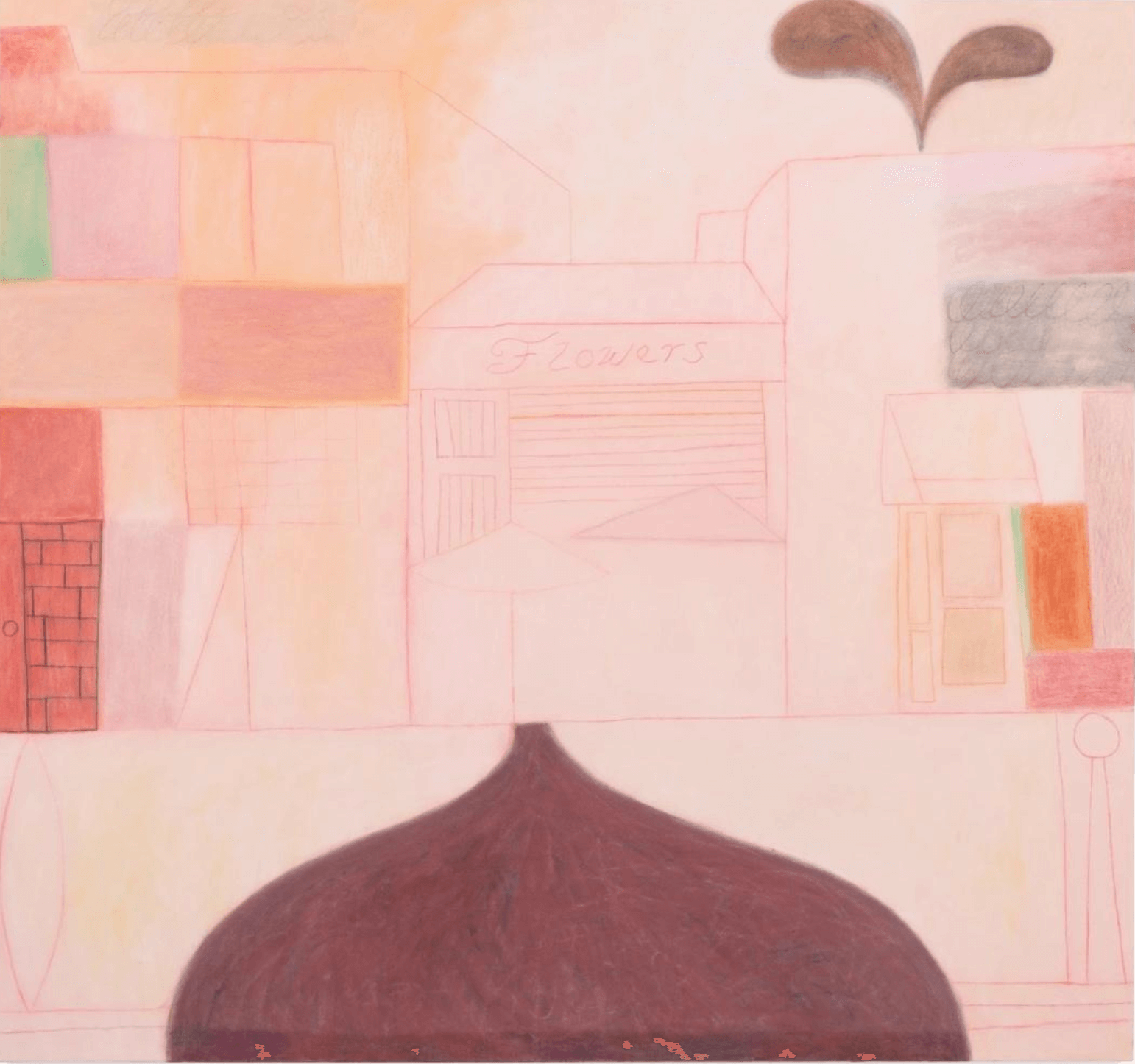 light pink painting of flower shop
