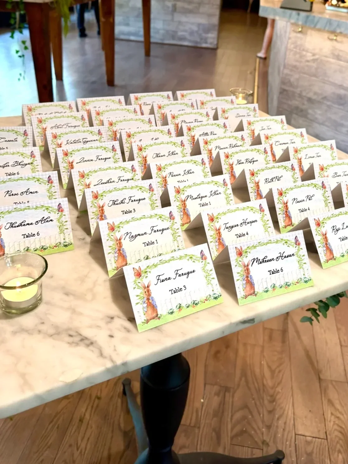 Baby Shower Peter Rabbit custom placecards in NJ