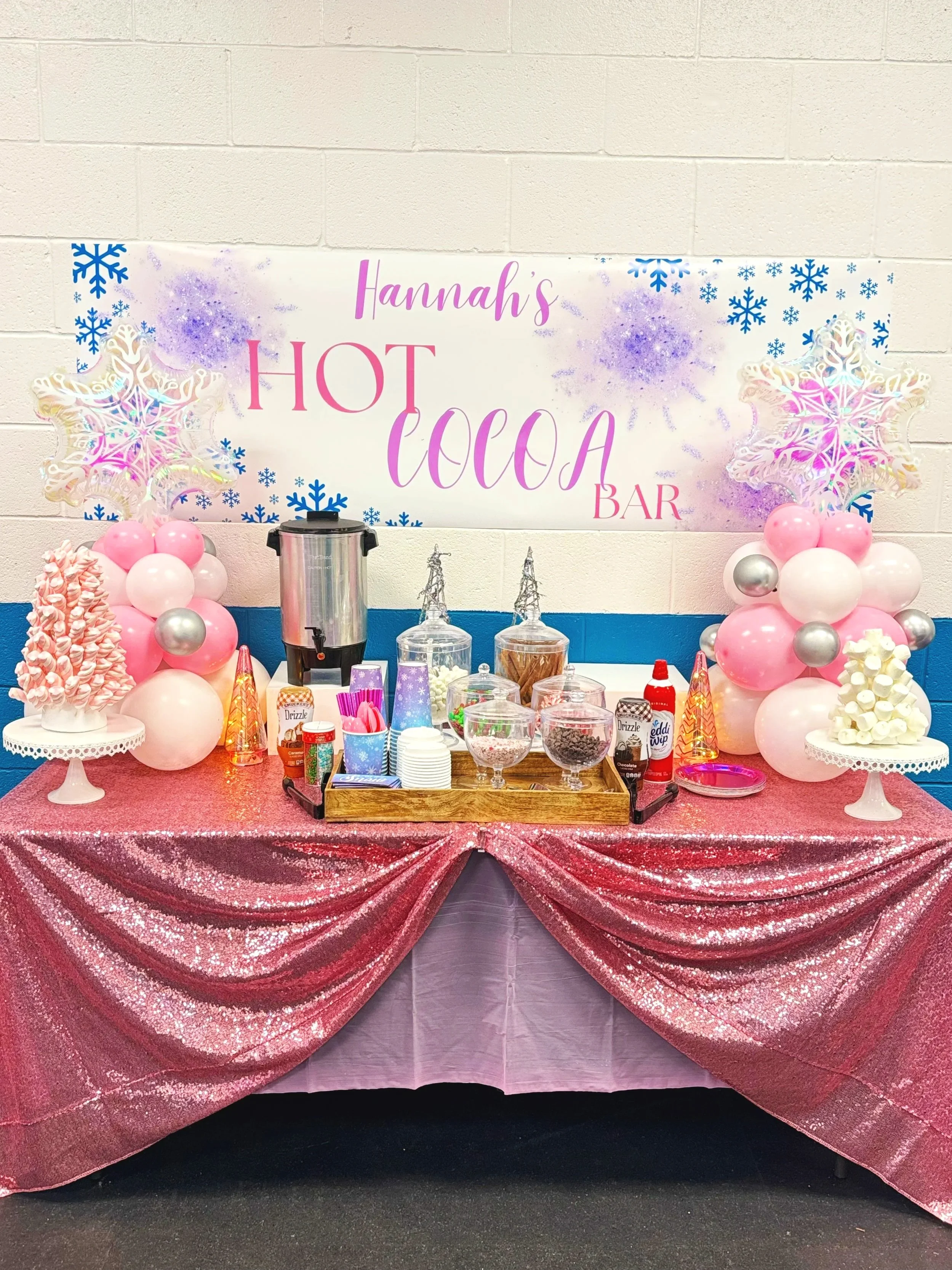 Hot cocoa bar for girls ice skating birthday party