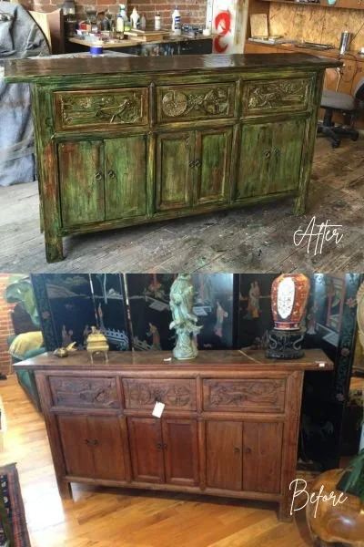 Before and after. The custom finish takes it from tired to terrific!