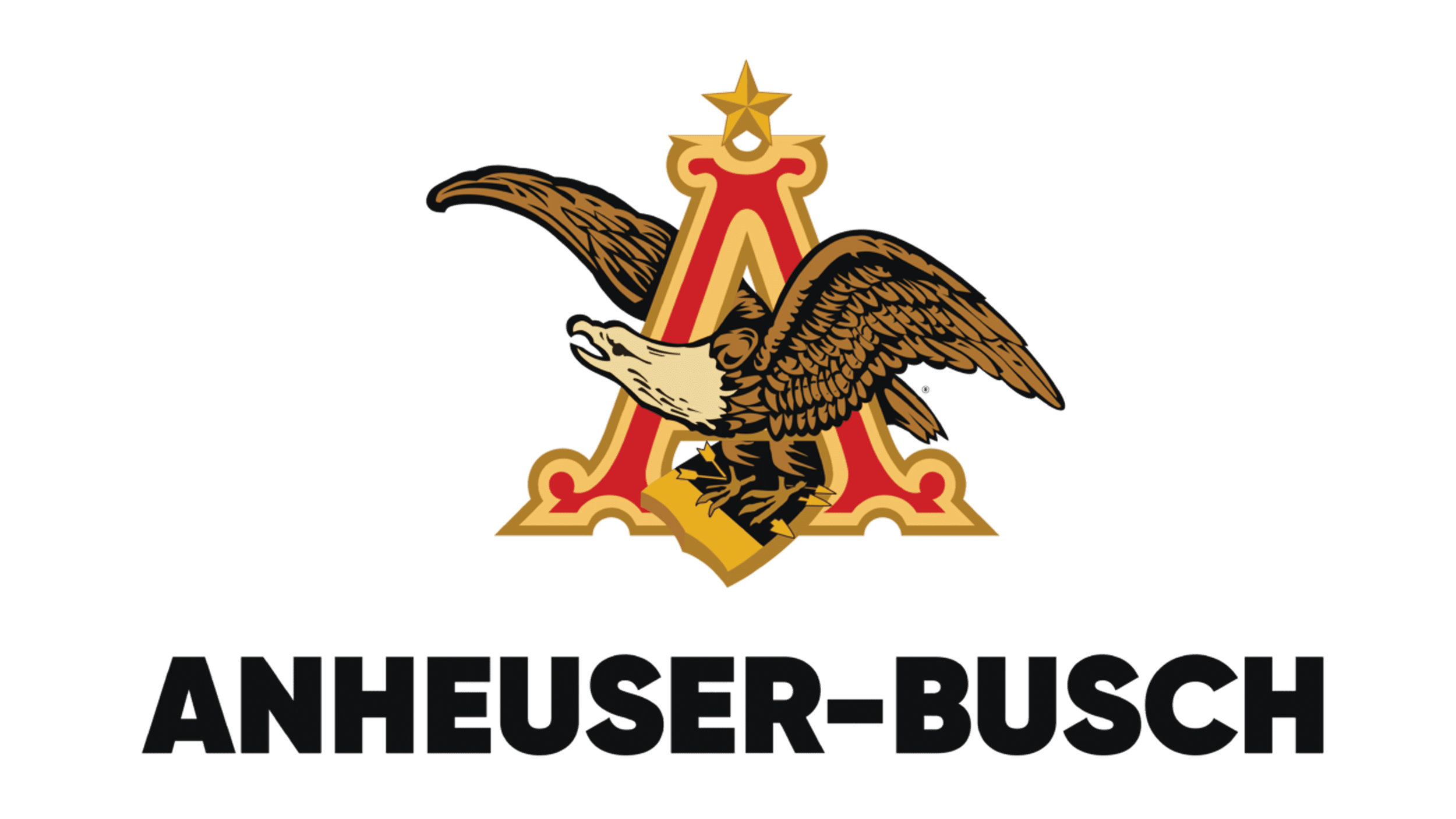 Logo of Anheuser-Busch containing a stylized eagle with spread wings and a star on its head, with the company name below.