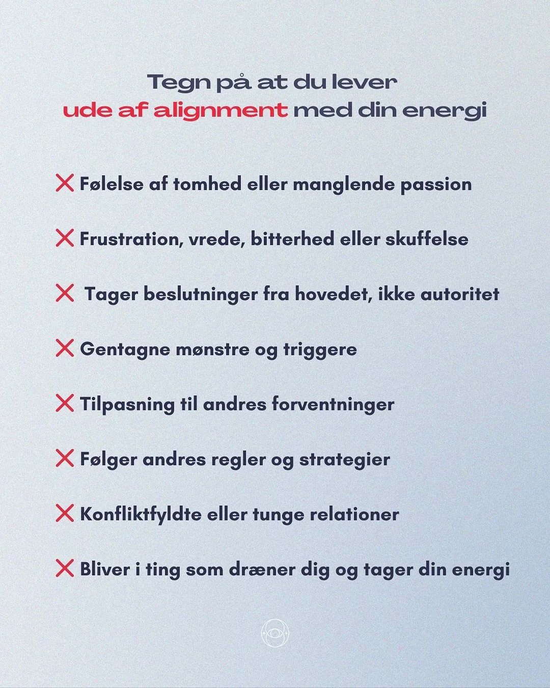 Lever du i alignment eller ude af alignment med dit design og din energi? Lytter du til dig selv og har tillid til din indre autoritet og intuition eller fors&oslash;ger du stadig p&aring; at lede efter svar og strategier udenfor dig selv? 🫶🏼 

#hu