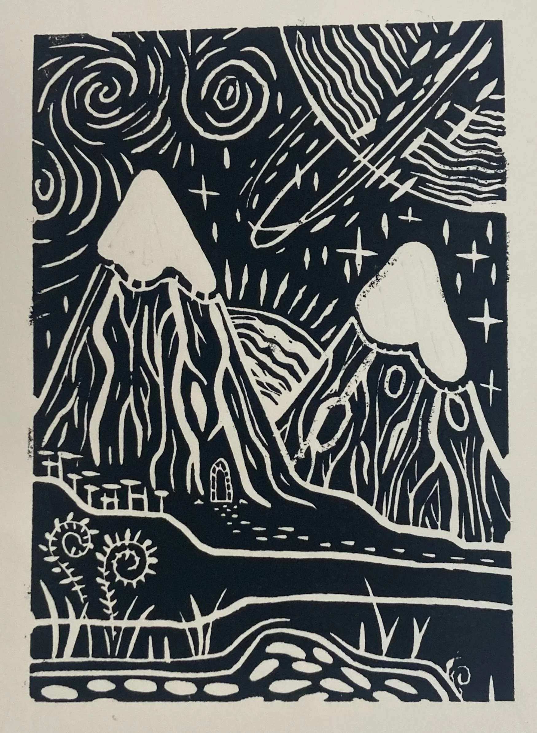 Untitled - Linocut block print