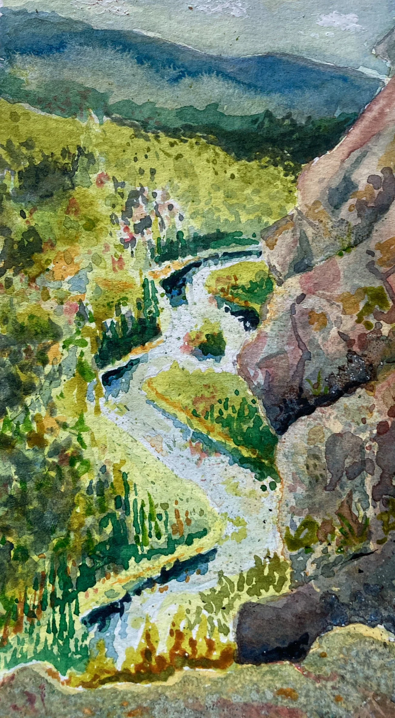 Lake of the Clouds in the fall - Plein air watercolor