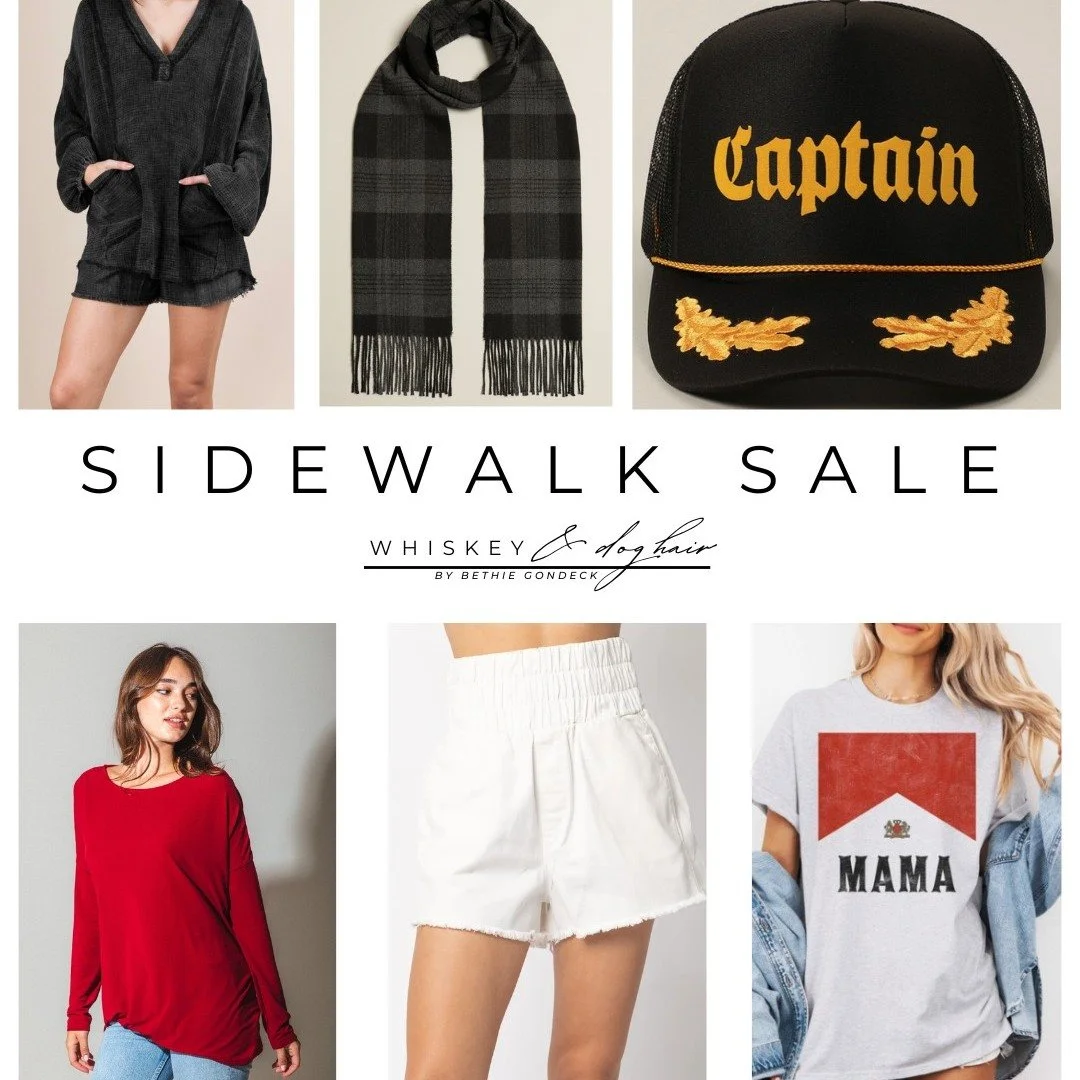 The Whiskey &amp; Dog Hair Sidewalk Sale will be Saturday, March 21st at @justpeachyboutiqueandgift 🐾 The MN weather decided not to be the kindest to us so we'll be INSIDE but we hope you join us for lots of discounts!
