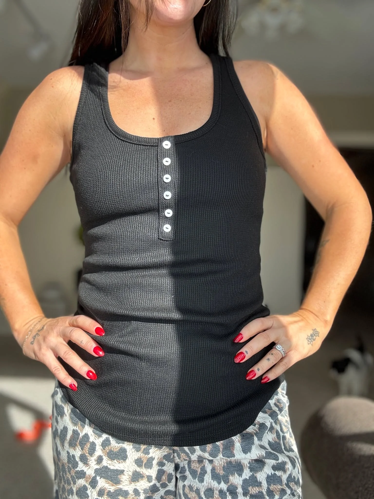 Still available at Just Peachy Boutique and Gift in Rice 🖤 runs large but so comfortable &amp; light!