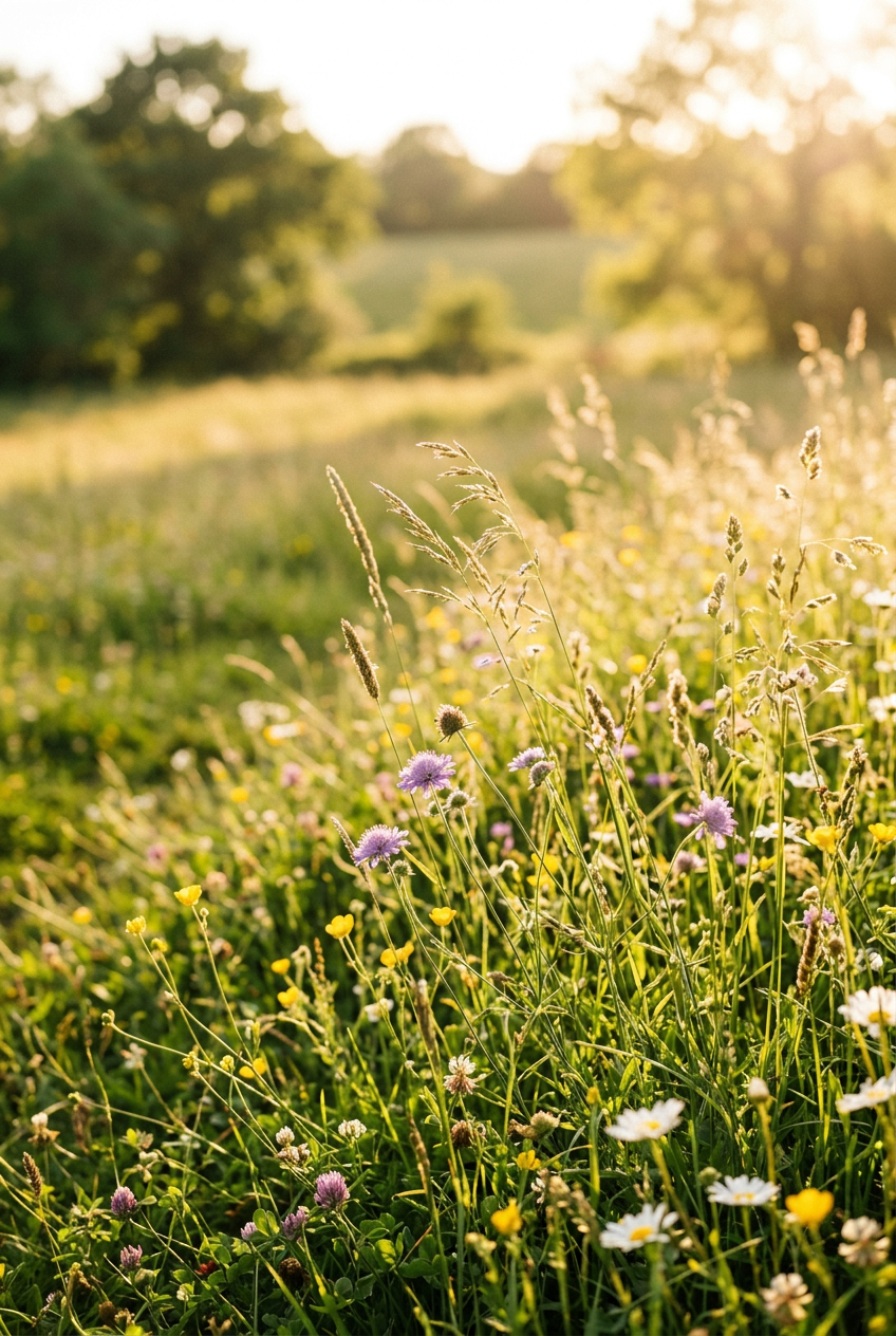 Bright flowers blooming in warm sunlight, evoking joy and hope
