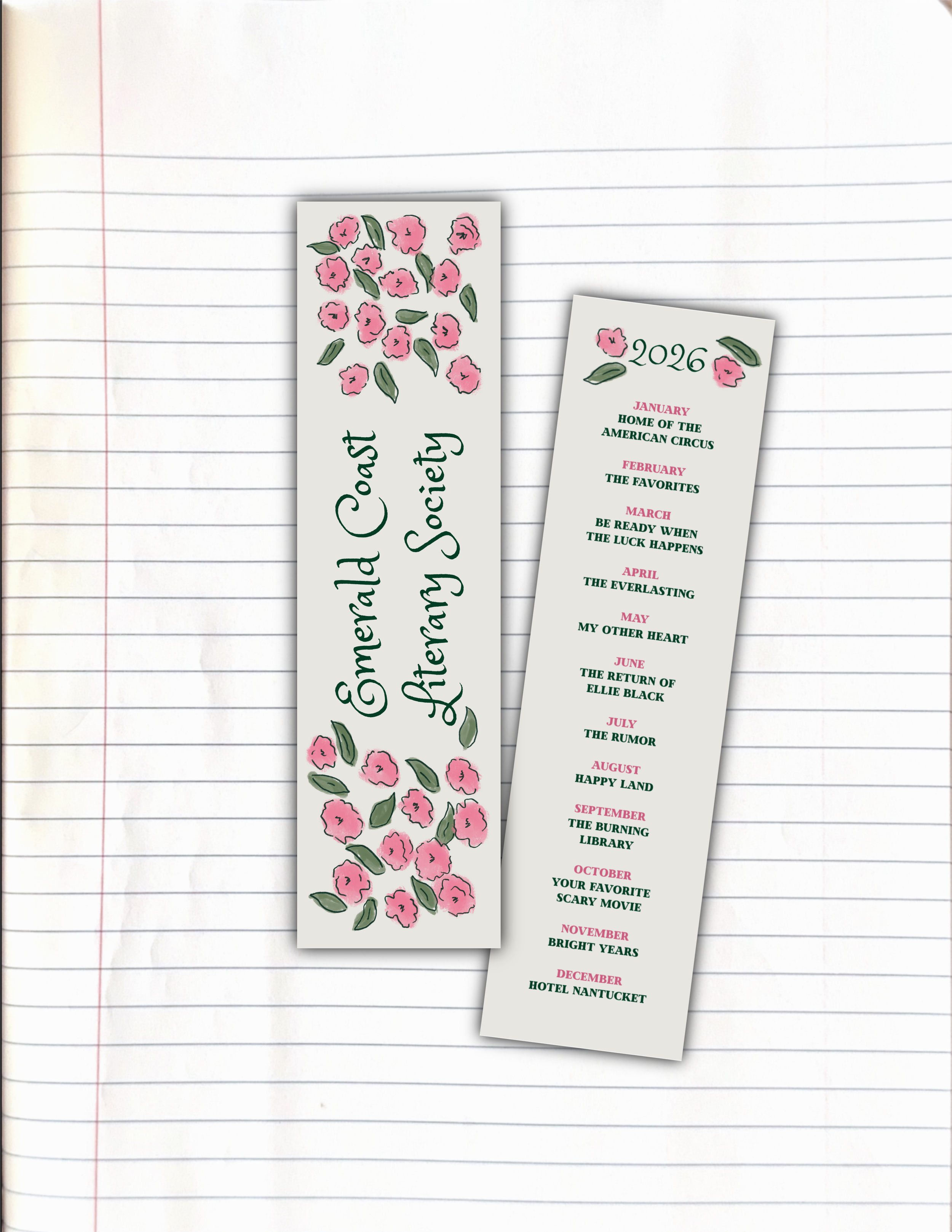 Floral Book Club Bookmark Template