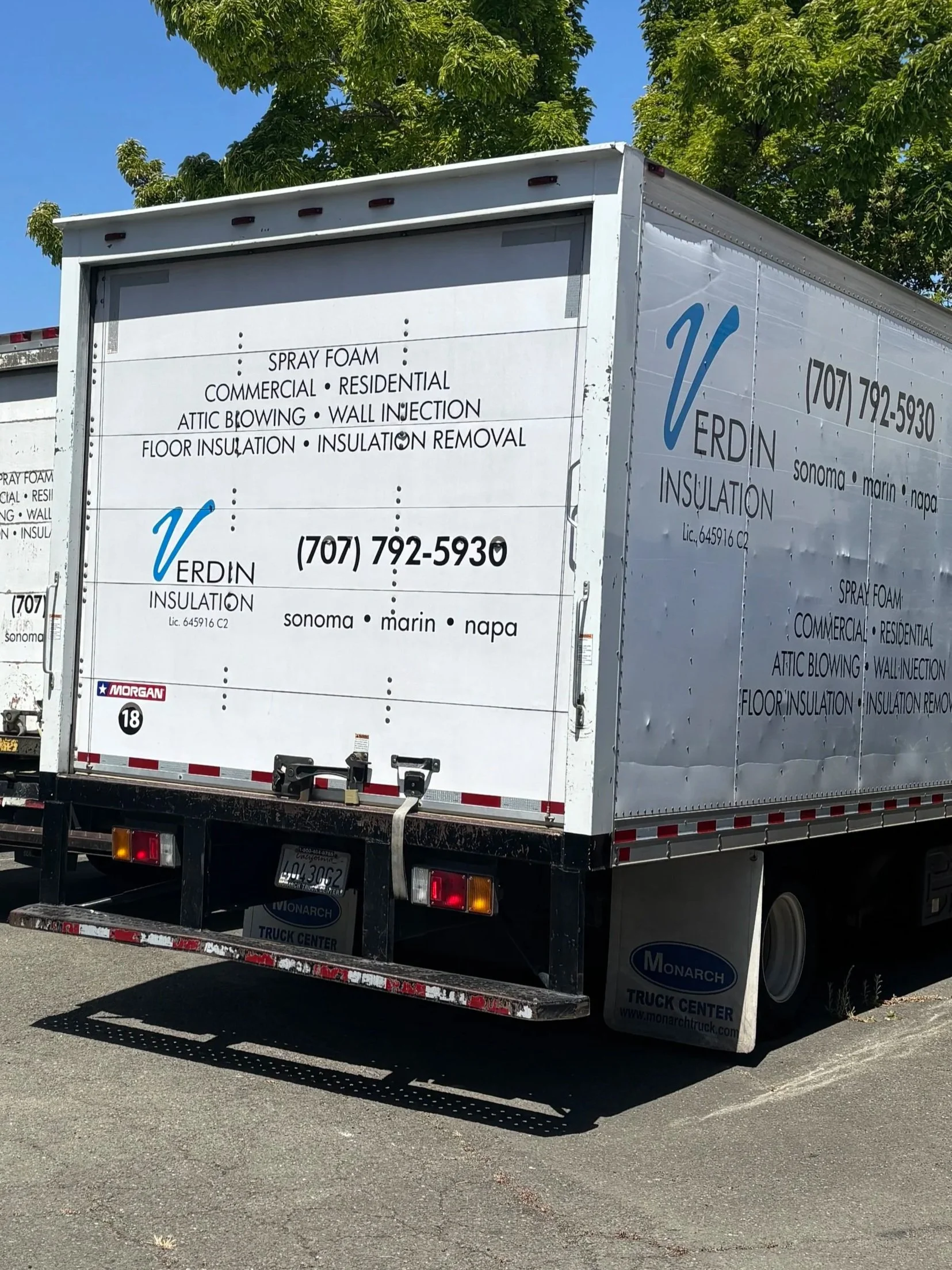 Verdin Insulation service truck serving Sonoma, Napa and Marin counties