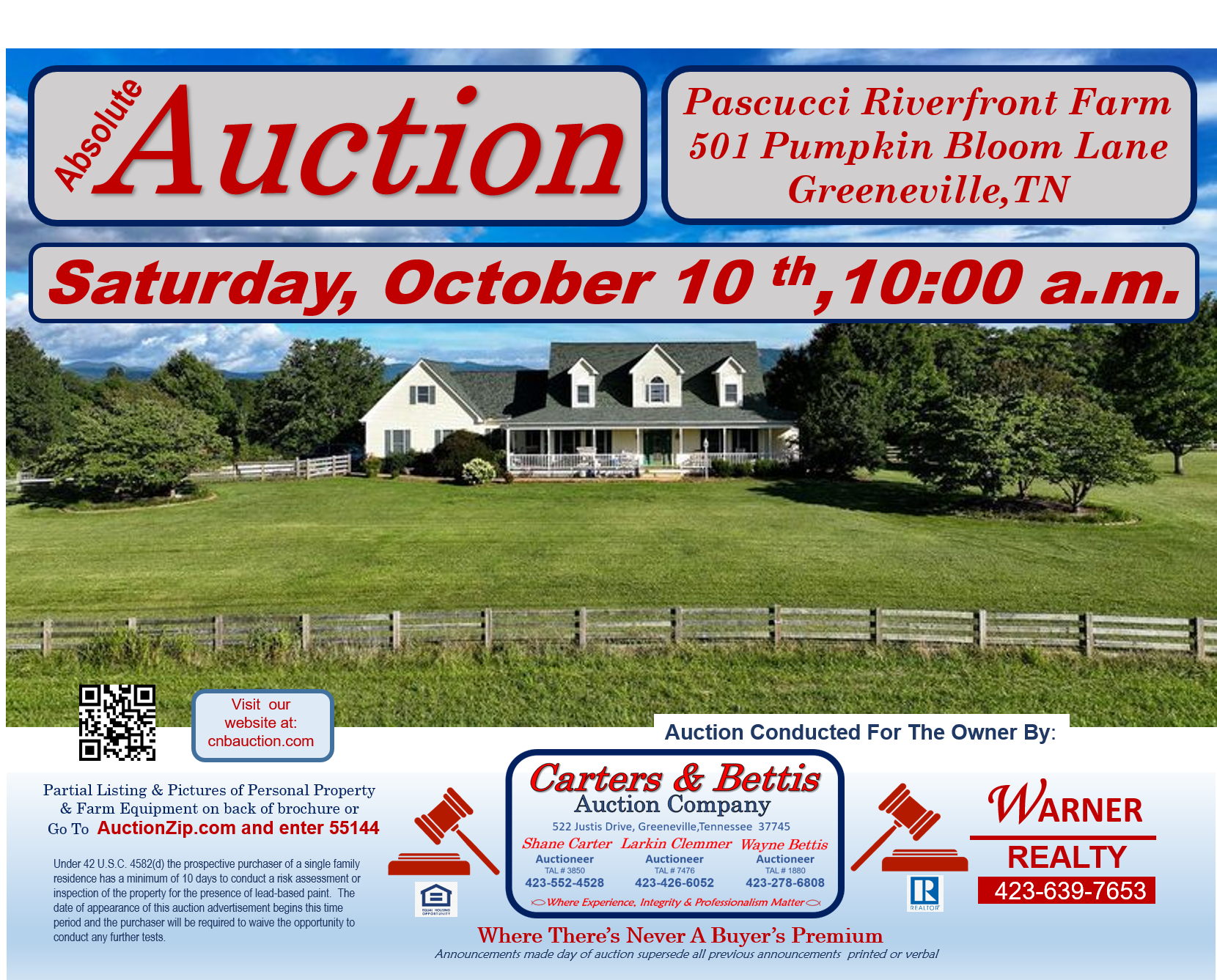 Pascucci 56 +/- Acre Riverfront Farm, Farm Equipment, Personal Property