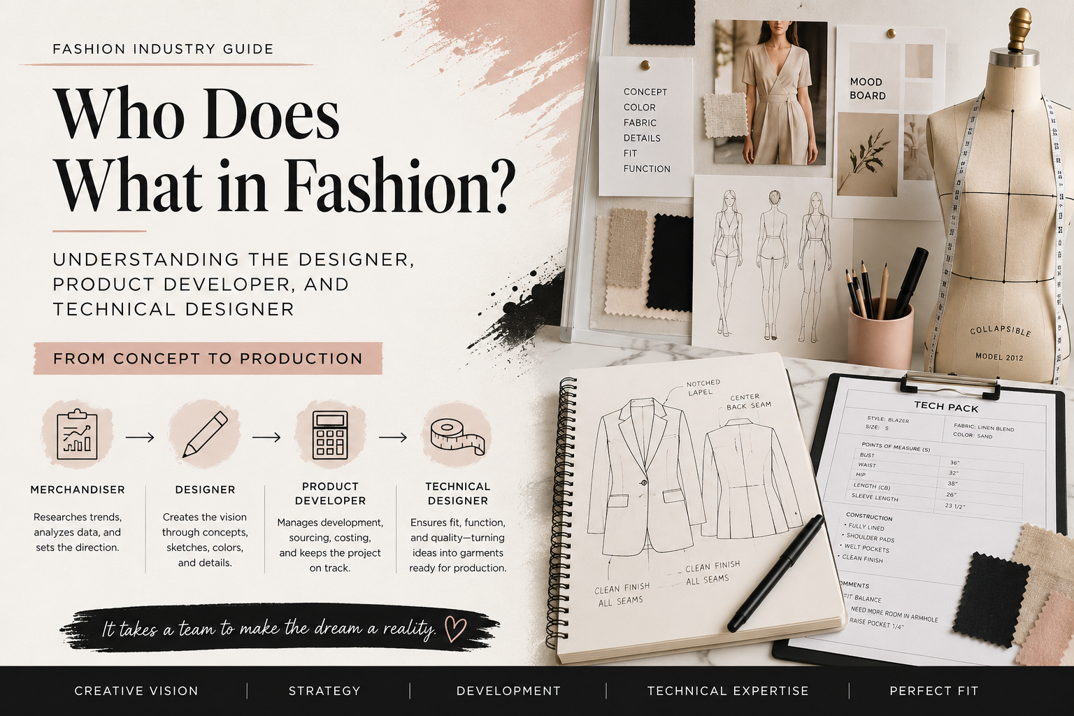 Who Does What in Fashion? Understanding the Designer, Product Developer, and Technical Designer