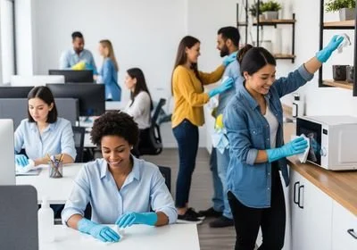 Office Cleaning Crew at Work