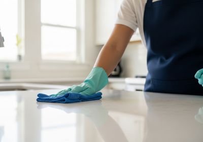 Cleaning a kitchen counter