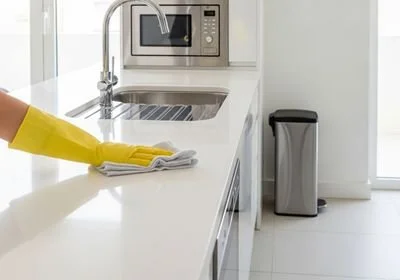 Cleaning a Modern Kitchen Counter