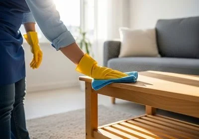 Cleaning a wood table