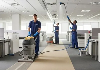 Professional Cleaning Crew Maintaining Office Space