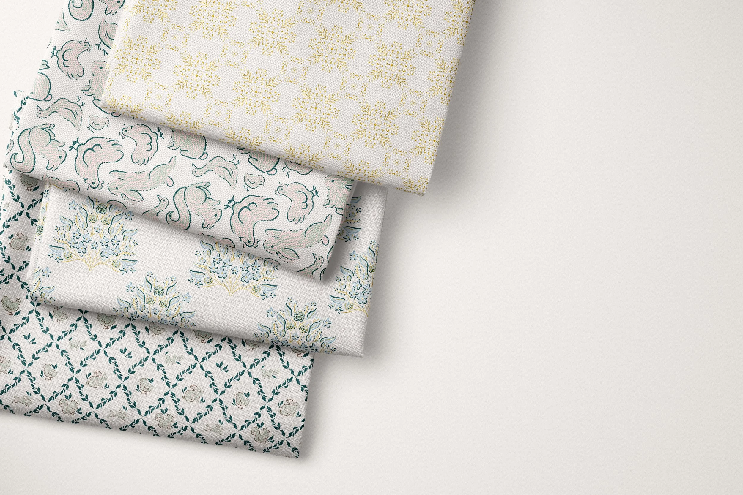 4 Springtime Floral Patterns on Fabric