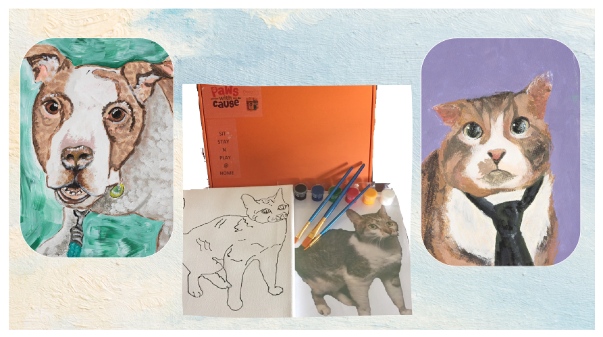 PawsWithCause Painting Party at the Federal Way Library. Paint a portrait based on a real shelter pet to help the animals be seen outside of cages and promote adoption.