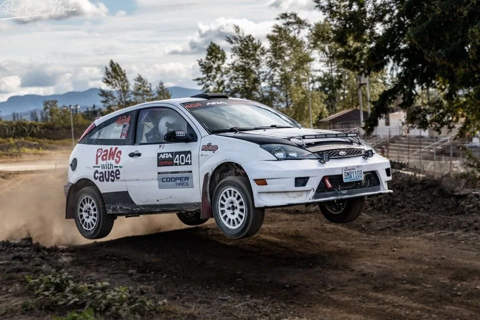 Matt Gunnolf, with Mountain Dog Racing, showing off our logo, at Hannegan Speedway, over Labor Day!