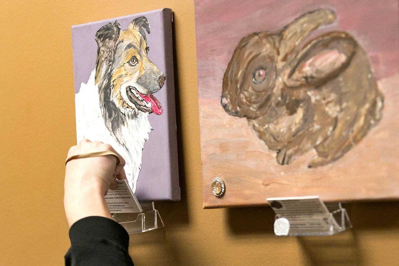 Seniors help paint portraits of shelter animals
The works are hung in various locations and are available for sale to benefit the aspiring pets.